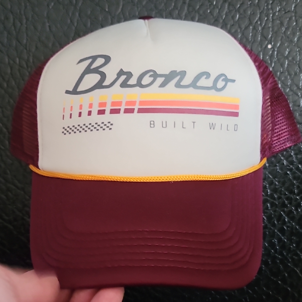 Ford Maroon and Cream Bronco Trucker Hat with Yellow Accent